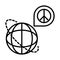 World navigation pointer peace sign, human rights day, line icon design