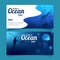 World Ocean Day Banner theme of an underwater scene showing a group of jellyfish