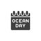 World ocean day calendar vector icon