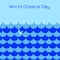World Oceans Day. Symbolic waves, whale tail