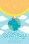 World Ozone Day 16 September vertical Banner set, Global warming concept smile earth with cap protection, sun, sky and cloud