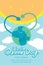World Ozone Day 16 September vertical Banner set, Global warming concept smile earth with hand heart sign protection, sun, sky and