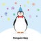 World penguin day. Penguin in a festive hat