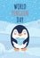 World penguin day postcard. Vector illustration