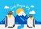 World Penguin Day poster, Cold Icy Region, Antarctica Scenery with iceberg and penguins, illustration vector