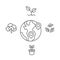 World with pin location mark sign. Love nature concept with tree and plant icon vector isolated modern outline on white