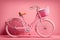 World pink bike day concept on pink background, wallpaper isolate. AI generated.