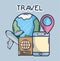 World plane smartphone pointer location passport tourist vacation travel