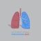 World pneumonia day with lung design with infected lung next door in blue color design