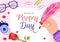 World Poetry Day on March 21 Illustration with a Quill, Paper or Typewriter for Web Banner or Landing Page in Flat Cartoon Hand