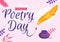 World Poetry Day on March 21 Illustration with a Quill, Paper or Typewriter for Web Banner or Landing Page in Flat Cartoon Hand