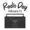 World Radio Day. Postcard for celebration. Template for background, banner, postcard, poster with text caption