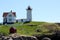 World re-known Nubble Lighthouse, landmark in York, Maine, 2018