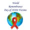 World Remembrance Day of AIDS Victims. Red ribbon and planet Earth. Vector illustration on isolated background