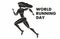 World running day. Strong stylish woman athlete runs. Stylized silhouette