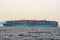 World`s largest cargo ship crossing the Strait of Gibraltar