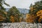 the world\\\'s largest stone river in Taganay National Park in autumn