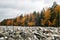 the world\\\'s largest stone river in Taganay National Park in autumn