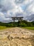 The world`s largest torii gate at the entrance of the sacred site of the Kumano Hongu Taisha on the Kumano Kodo pilgrimage trail