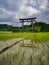 The world`s largest torii gate at the entrance of the sacred site of the Kumano Hongu Taisha on the Kumano Kodo pilgrimage trail