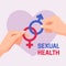 World Sexual Health Day  illustration poster concept . Couple hand holding connected male female gender sex symbol with