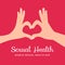 World Sexual Health Day  illustration poster concept . Couple man woman make love sign hand gesture. Flat graphic design