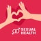 World Sexual Health Day  illustration poster concept design. Couple man woman make love sign hand gesture with heart shadow