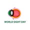 World Sight Day. October 11. Eye anatomical structure. Vector illustration on isolated background