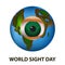 World Sight Day. October 11. Planet Earth. Eye anatomical structure. Vector illustration on isolated background
