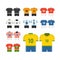 World soccer team t-shirts vector clip-art.