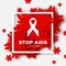 World Stop Aids Day on red origami background. Awareness.