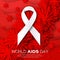 World Stop Aids Day on red origami background. Awareness.