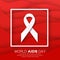 World Stop Aids Day on red origami background. Awareness.