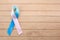 World Thyroid day background. Teal, pink and blue ribbon.