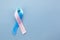 World Thyroid day background. Teal, pink and blue ribbon.