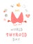 World thyroid day healthcare poster. Cute cartoon character healthy gland with lettering. Medical vector illustration