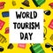 World tourism day, greeting square card