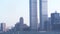 World Trade Center Twin Towers in New York Zoom Out. 1970s Historic Footage