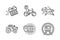 World travel, Present delivery and Tractor icons set. Search flight, Bicycle parking and Metro subway signs. Vector