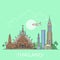 World travel in Thailand Linear Flat vector design