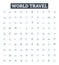 World travel vector line icons set. World, Travel, Globe, Explore, Journey, Adventure, Vacation illustration outline