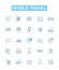 World travel vector line icons set. World, Travel, Globe, Explore, Journey, Adventure, Vacation illustration outline