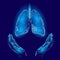 World Tuberculosis Day poster human lungs in hands blue background. TB awareness health care medicine center. Medical