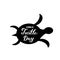 World Turtle day calligraphy lettering hand written on silhouette of turtle. Easy to edit vector template for postcard, banner,