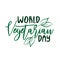World Vegetarian Day- hand drawn vector lettering and leaf.