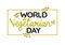 World Vegetarian day lettering poster. Festive hand sketched text Happy vegetarian day decorated by leaves. Hand-drawn Calligraphy