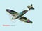 World war British warplane isometric vector in green camouflage