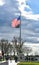 World War II Memorial, american flag at entrance. Washington DC, USA.