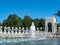 World War II Memorial Atlantic side with various territories with fountain and tourists