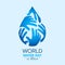 World water day banner with blue hands drop water sign vector design